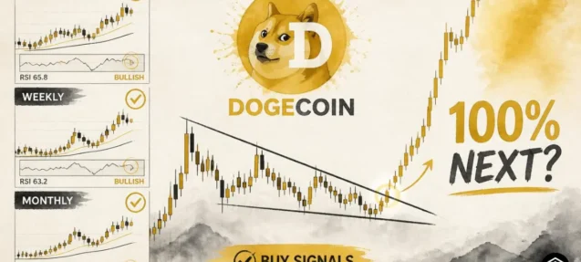 Dogecoin Flashes Rare Multi-Timeframe Buy Signals as Falling Wedge Targets 100% Upside