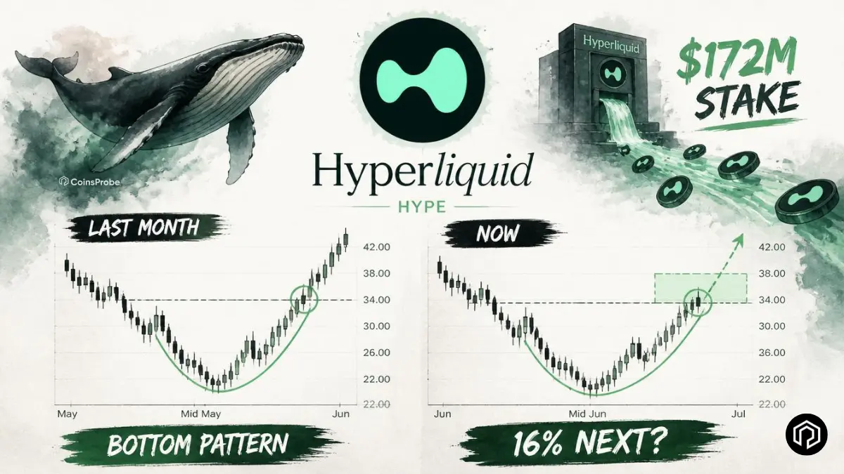 HYPE Mirrors Last Month’s Bottoming Pattern as Whale Stakes $172M – 16% Move Ahead?