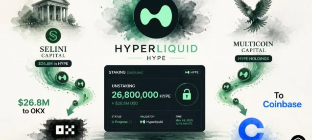 Institutional HYPE Unstaking: Selini Capital Deposits $26.8M to OKX, Multicoin Moves Portion to Coinbase
