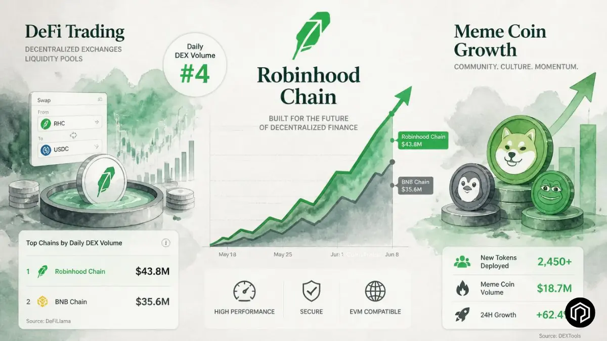 Robinhood Chain Beats BSC in Daily DEX Volume as Meme Coins Drive Early Growth