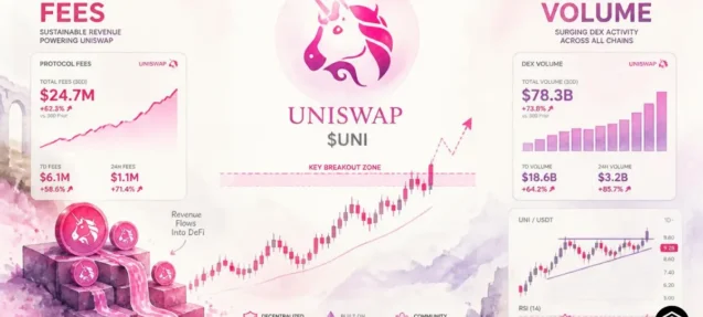 Uniswap ($UNI) Gains Momentum on Strong Fees and Volume — Technical Setup in Focus