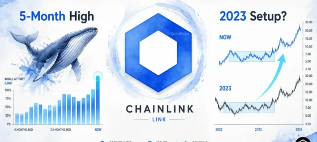Chainlink (LINK) Hits 5-Month Whale Activity High — Chart Mirrors 2023 Accumulation Setup
