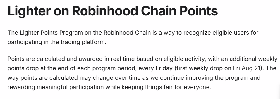 Lighter on Robinhood Chain Points