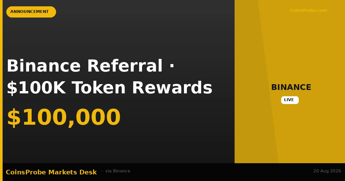 Binance Launches Referral Campaign With $100K in Selectable Token Rewards