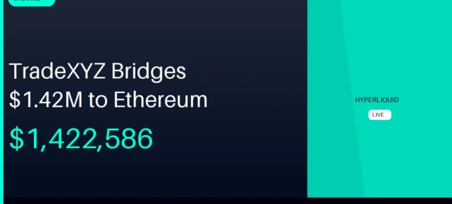 TradeXYZ Bridges $1,422,586 to Ethereum — Coinbase Prime Withdrawal Suspected