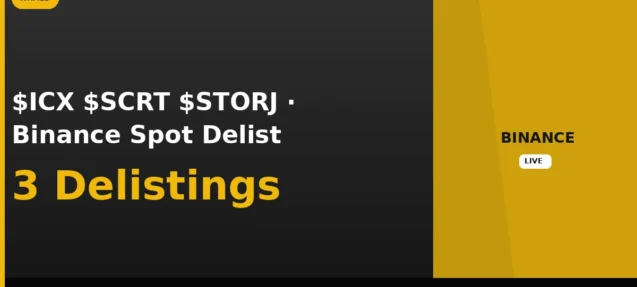 Binance to Remove ICON, Secret, and Storj From Spot Markets in September