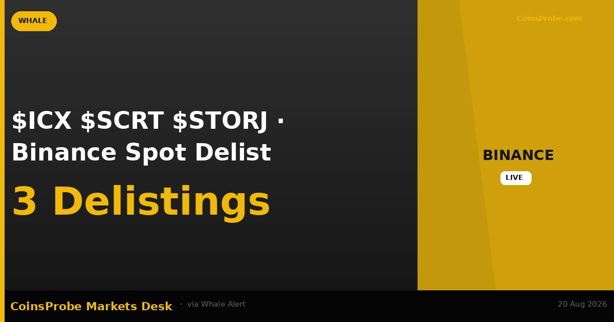 Binance to Remove ICON, Secret, and Storj From Spot Markets in September
