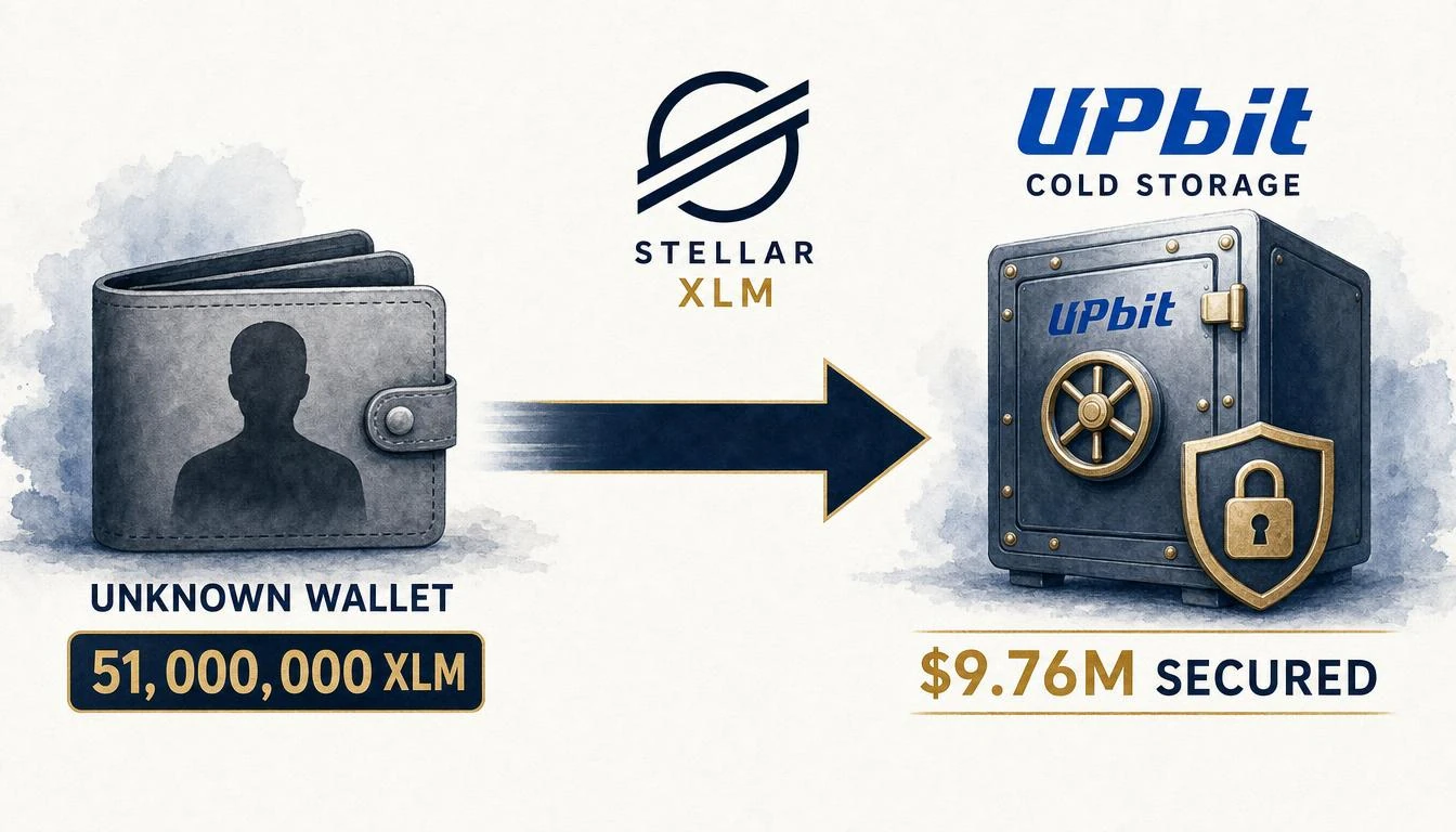 51M XLM Worth $9.76M Moves From Unknown Wallet to Upbit Cold Storage