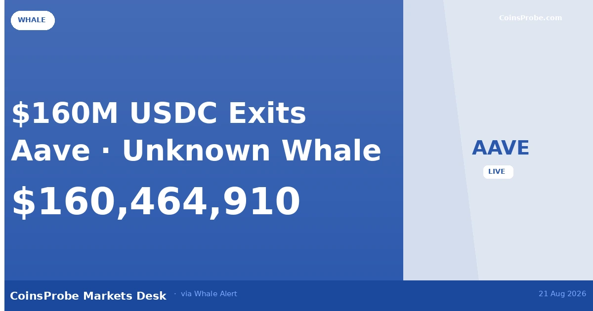Whale Pulls $160.46M USDC From Aave in Single Ethereum Move