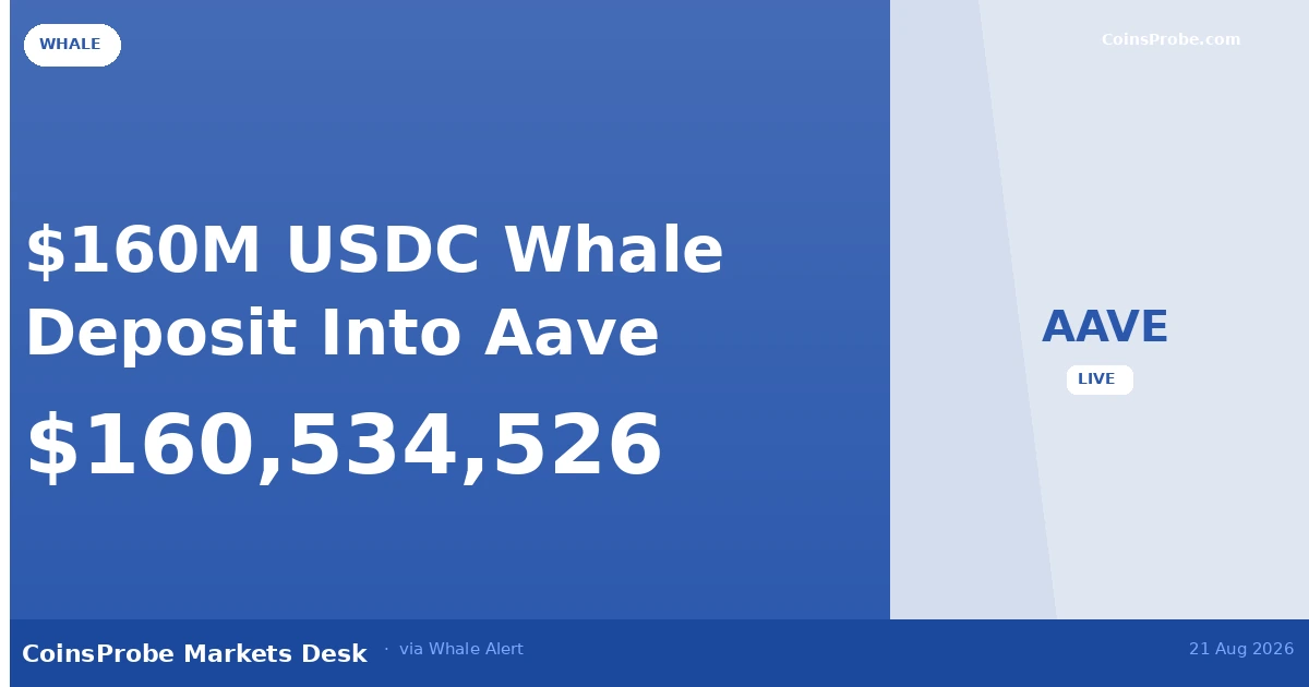 Whale Moves $160.5M USDC Into Aave in Single On-Chain Transfer