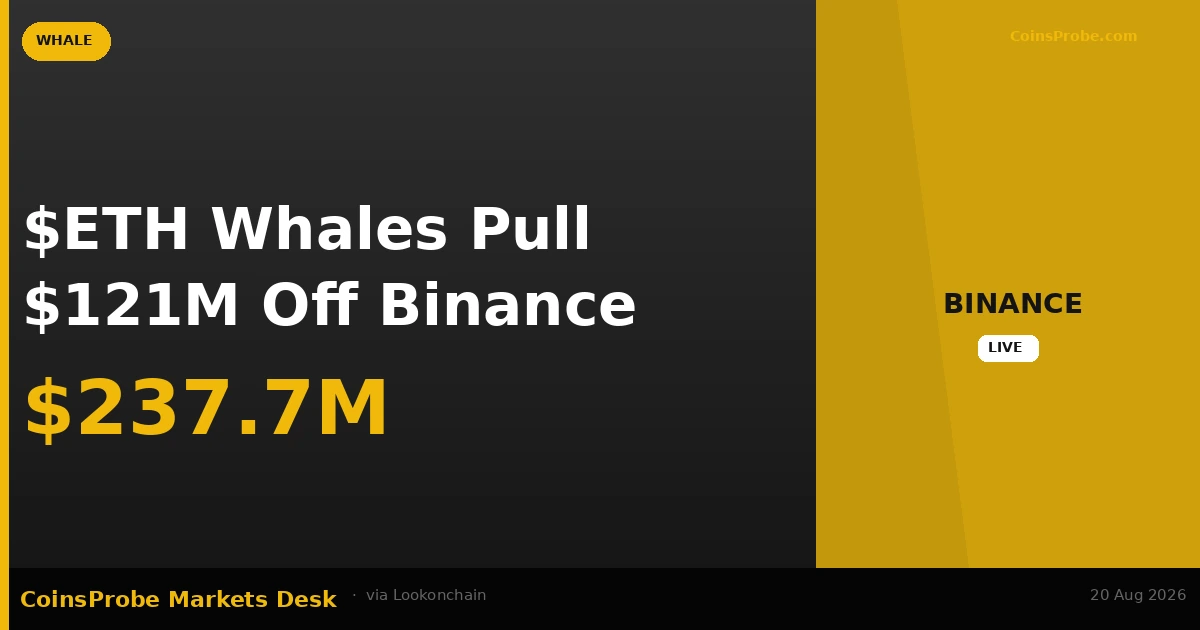Three Whales Pull 54,704 ETH Worth $120.98M Off Binance