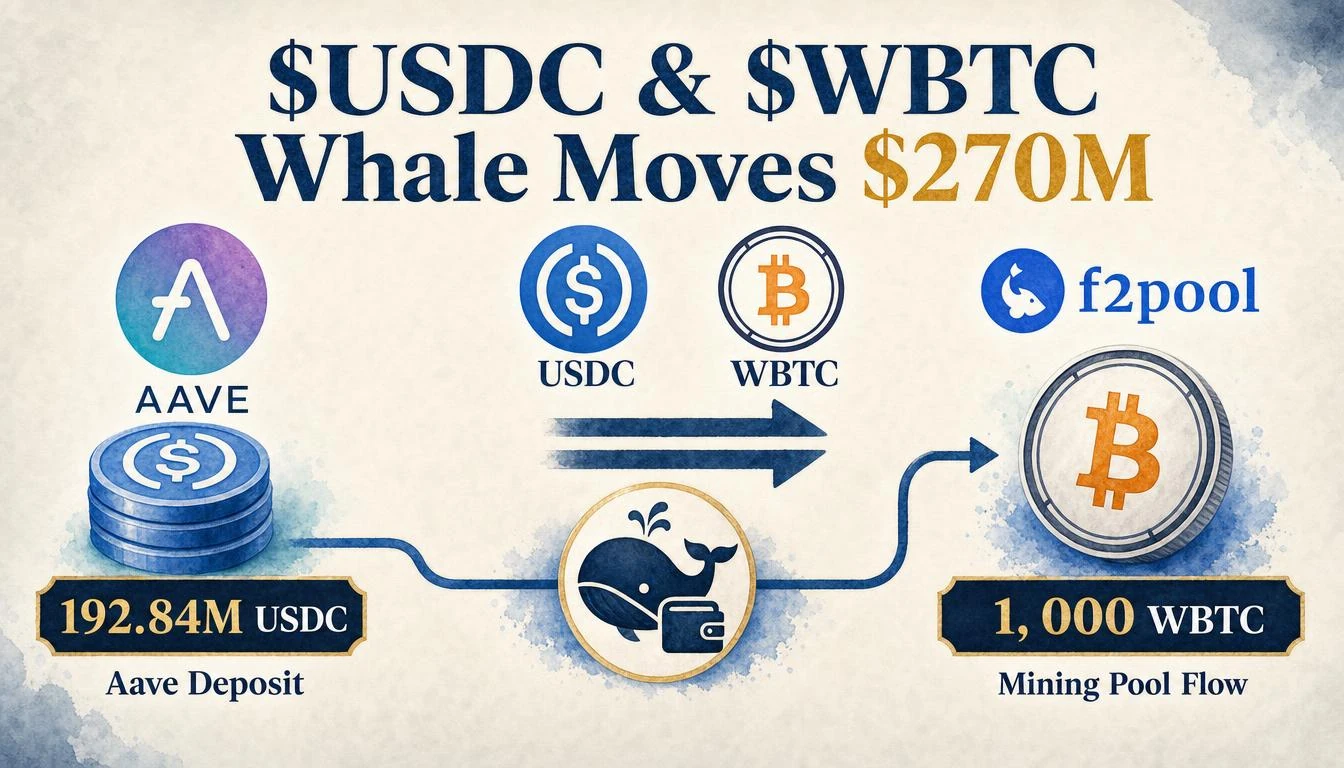 192.84M USDC Flows to Aave & 1,000 WBTC Worth $77.4M Sent to F2Pool — Dual Whale Alert