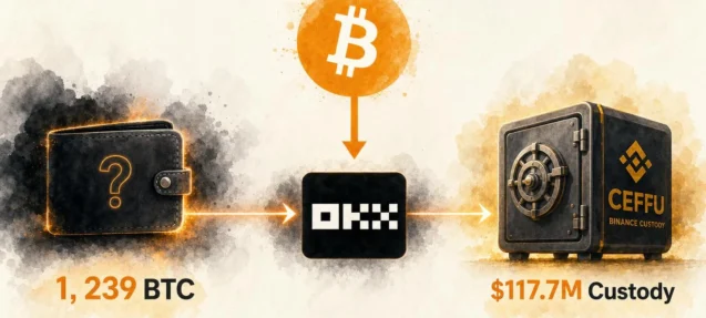 1,239 BTC Worth $96.07M Moves from Unknown Wallet to OKX — August 24, 2026
