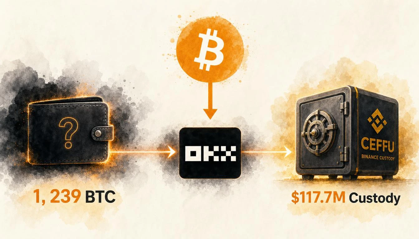 1,239 BTC Worth $96.07M Moves from Unknown Wallet to OKX — August 24, 2026