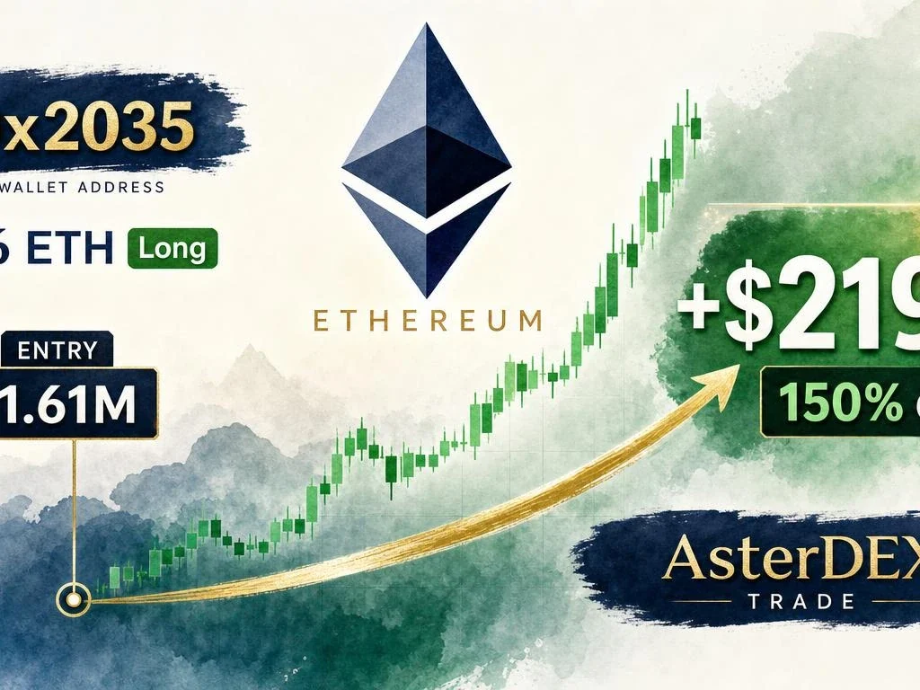 Trader 0x2035 Nets $219K Gain on $1.61M ETH Long — 150% Up on AsterDEX