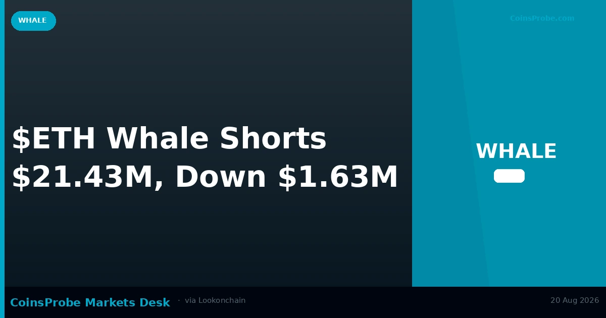 Whale Shorts 9,346 ETH Worth $21.43M Against Rally, Faces $1.63M Loss