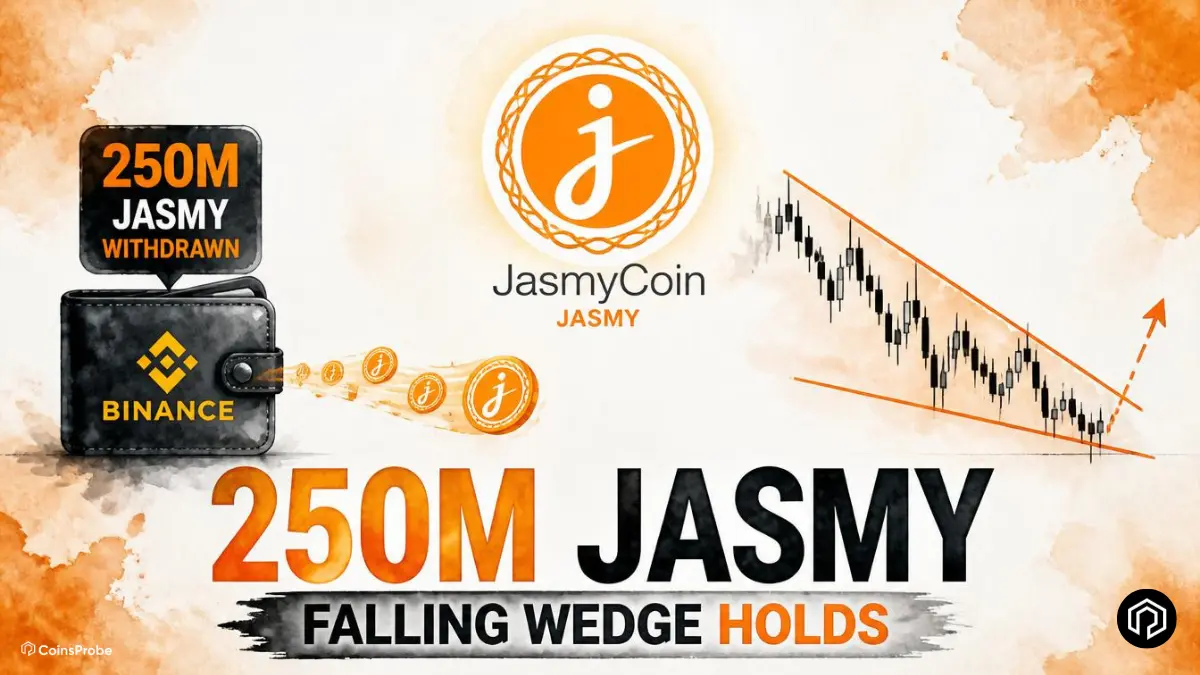 JasmyCoin (JASMY) — 250M Tokens Withdrawn From Binance as Falling Wedge Holds