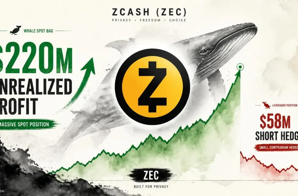 Zcash Whale’s Spot Bag Hits $220M Unrealized Profit Along With $58M Short Hedge