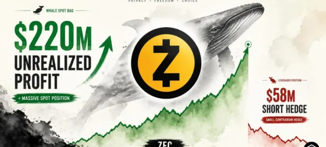 Zcash Whale’s Spot Bag Hits $220M Unrealized Profit Along With $58M Short Hedge