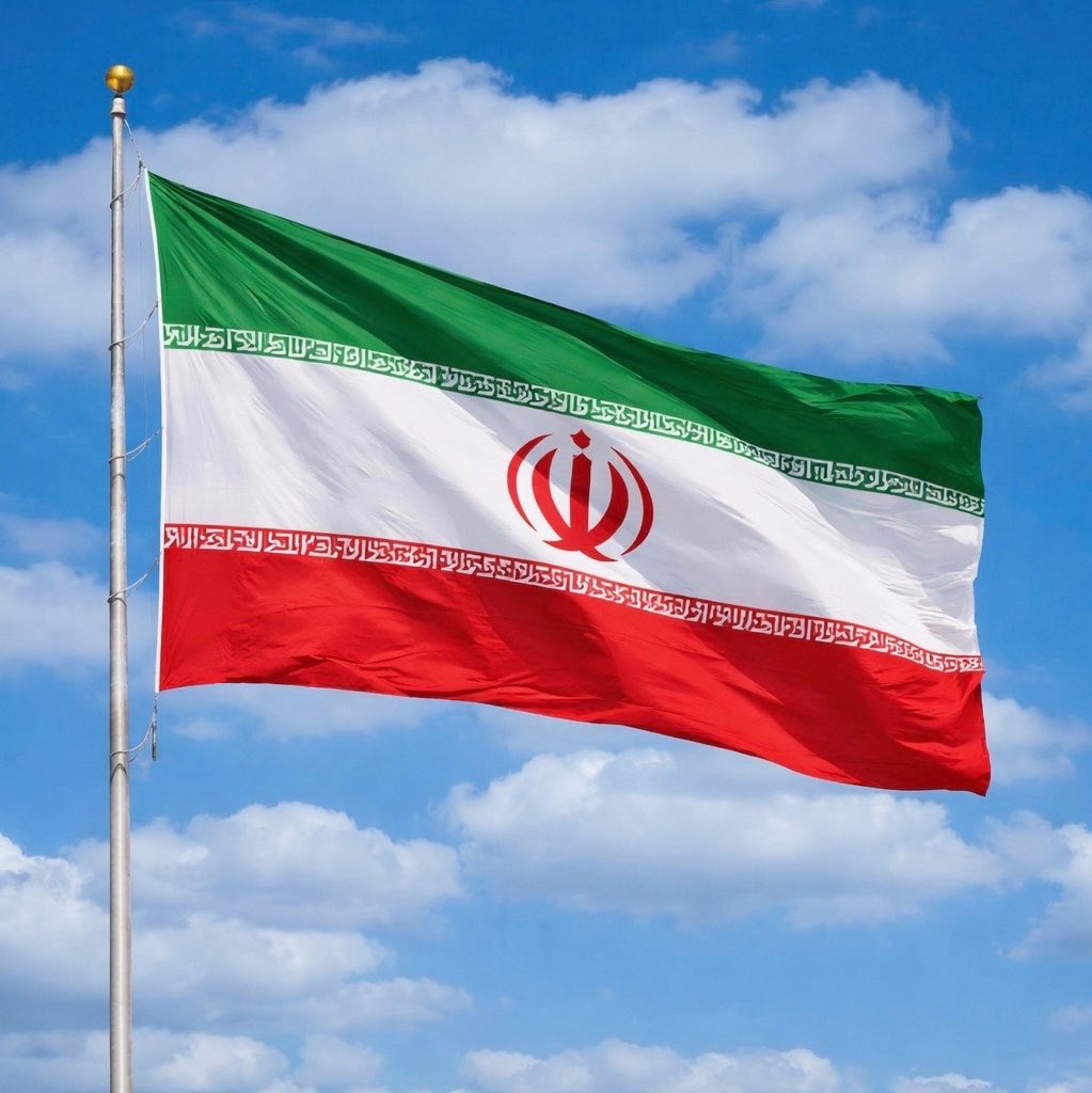 This image does not contain a crypto chart. It shows the flag of Iran flying on 