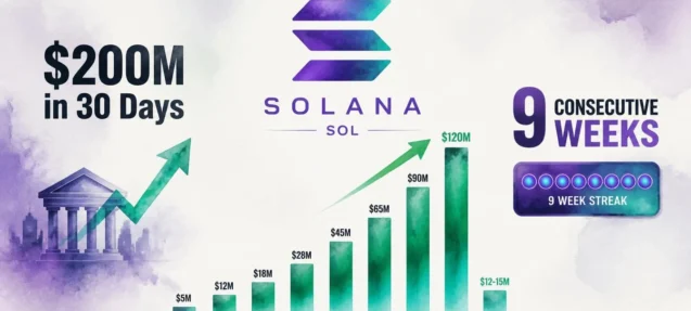 Solana Spot ETFs Log Nine Consecutive Weeks of Net Inflows — $200M in 30 Days