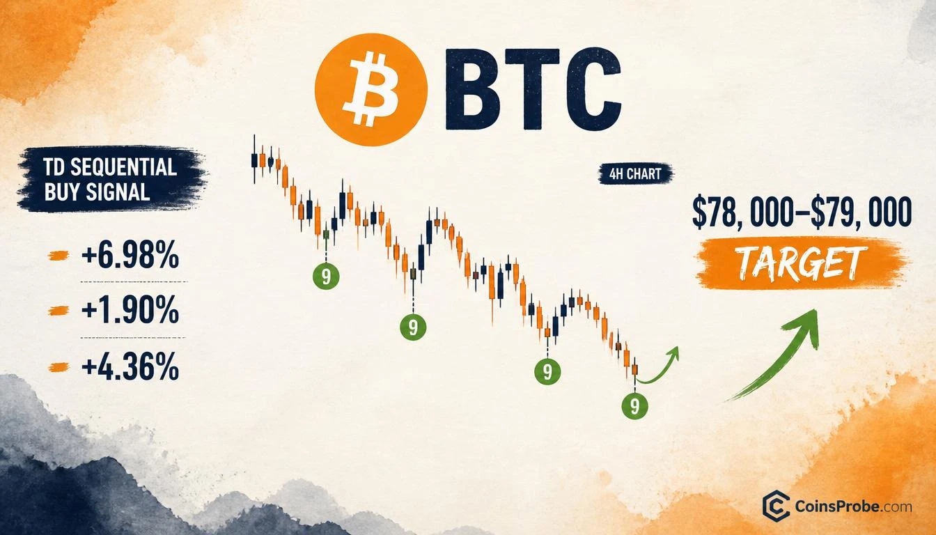 Bitcoin Prints TD Sequential Buy Signal — Last 3 Led to 1.9%–6.98% Bounces
