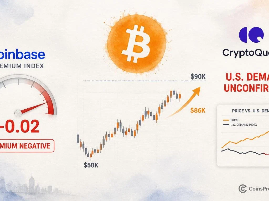 Bitcoin at $86K But Coinbase Premium Stays Negative — Warning Sign