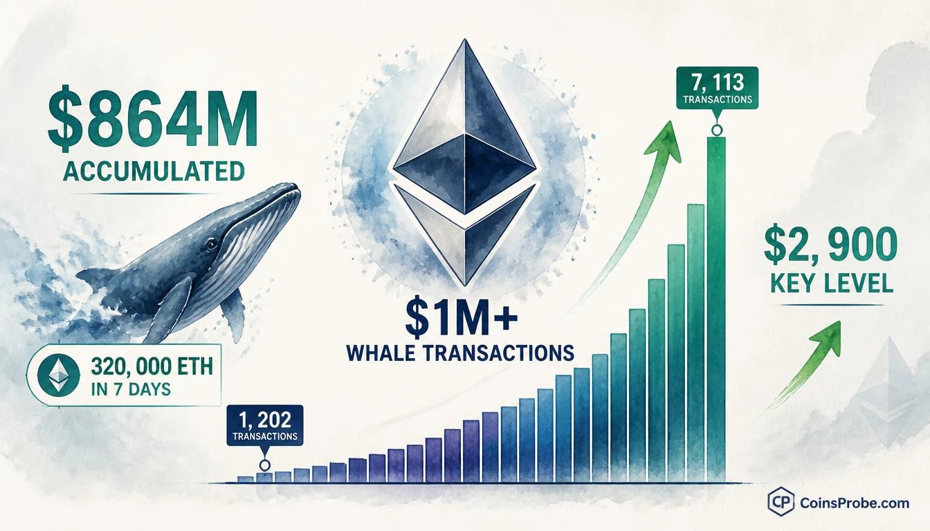 Ethereum Whale Transactions Surge 500% — $864M Accumulation Signals Final Hurdle