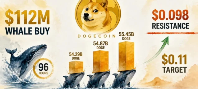 Dogecoin Whales Buy $112M in 96 Hours Into Key Resistance at $0.098