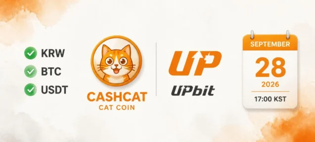 Cash Cat (CASHCAT) Lists on Upbit — KRW, BTC, and USDT Markets