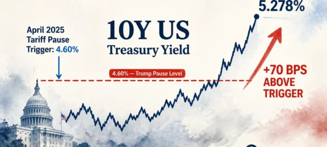 US 10Y Yield Hits 5.28% — 70 bps Above Trump’s Tariff Pause Trigger