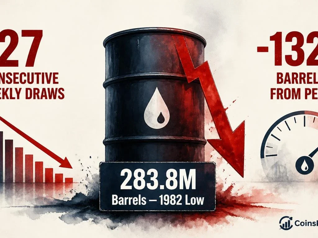 US Strategic Petroleum Reserve Hits 1982 Low After 27th Straight Weekly Draw