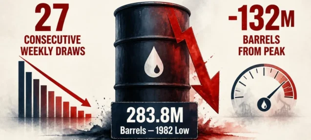 US Strategic Petroleum Reserve Hits 1982 Low After 27th Straight Weekly Draw