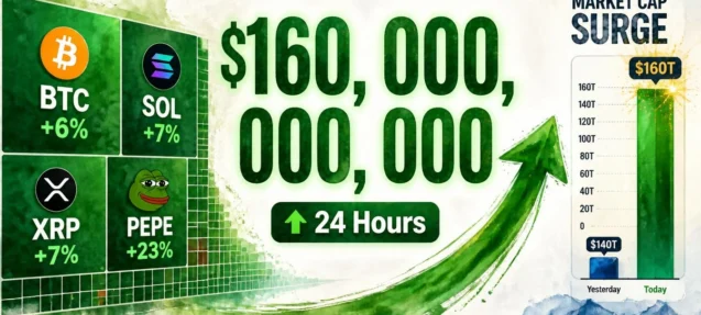 Crypto Market Cap Surges $160B in 24 Hours as Altcoins Lead