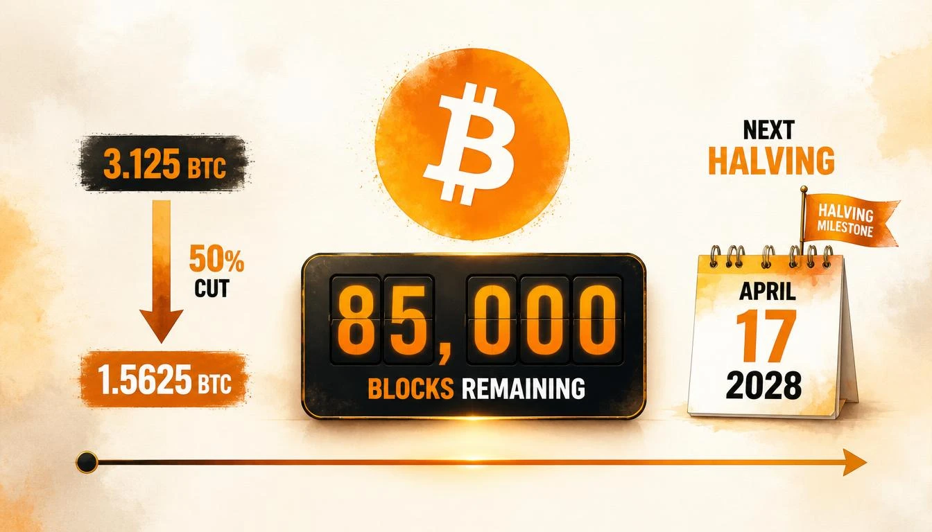 Bitcoin Halving Countdown: 85,000 Blocks Left — Event Projected for April 17, 2028