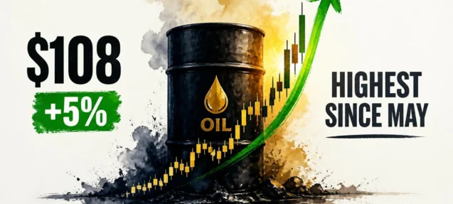 Brent Crude Oil Surges 5% to $108 — Highest Level Since May