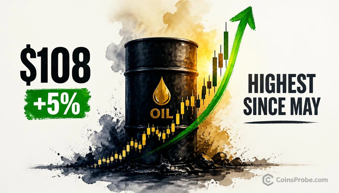 Brent Crude Oil Surges 5% to $108 — Highest Level Since May