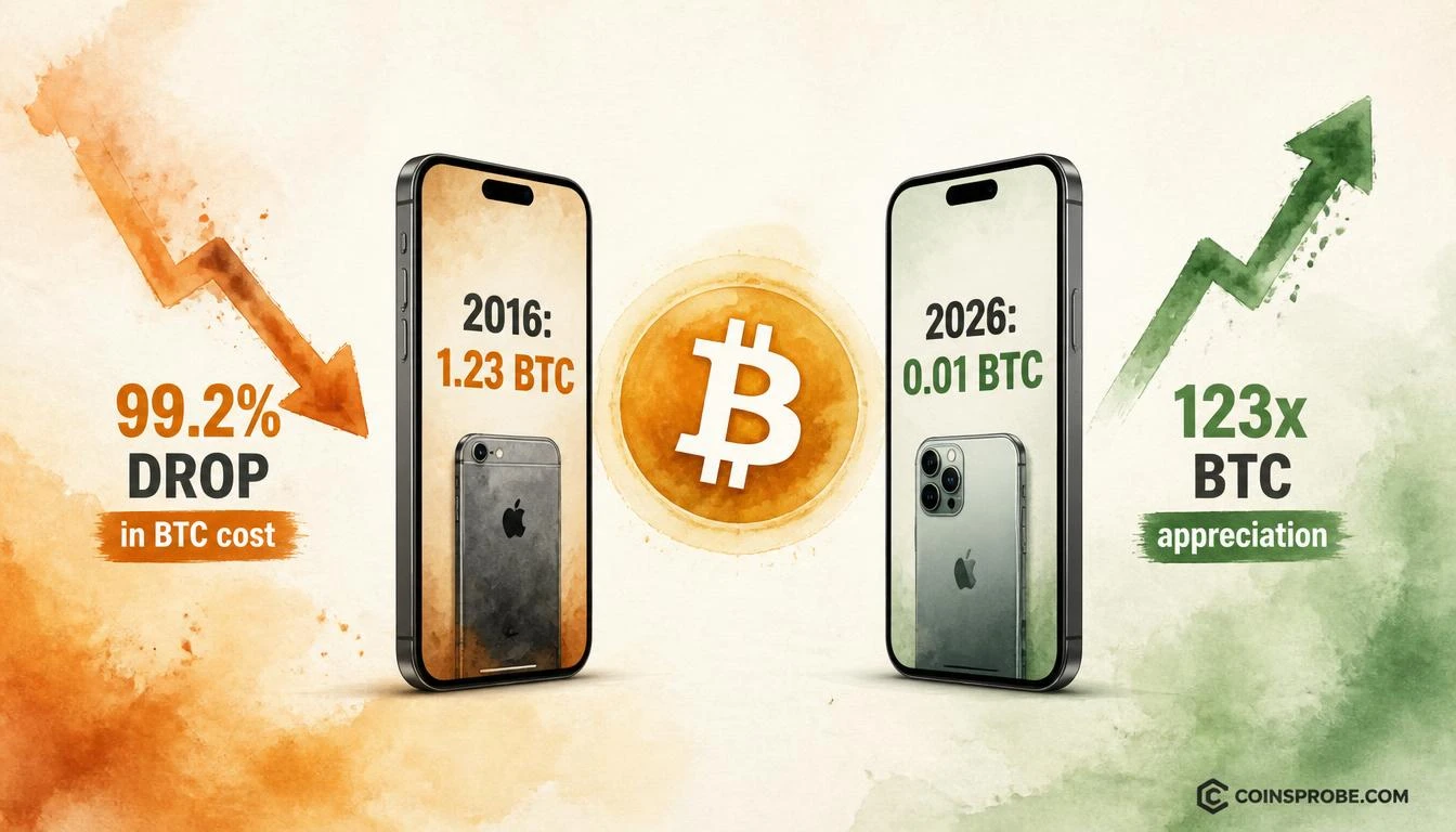 iPhone Cost in Bitcoin: 1.23 BTC in 2016 to 0.01 BTC in 2026 — A 99.2% Drop
