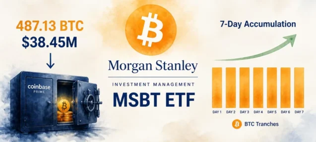 Morgan Stanley’s MSBT ETF Pulls 487.13 BTC ($38.45M) in Seven Days via Coinbase Prime