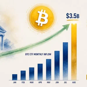 BTC Spot ETFs Pull in ~$3.5B in August — Strongest Monthly Inflow Since July 2025