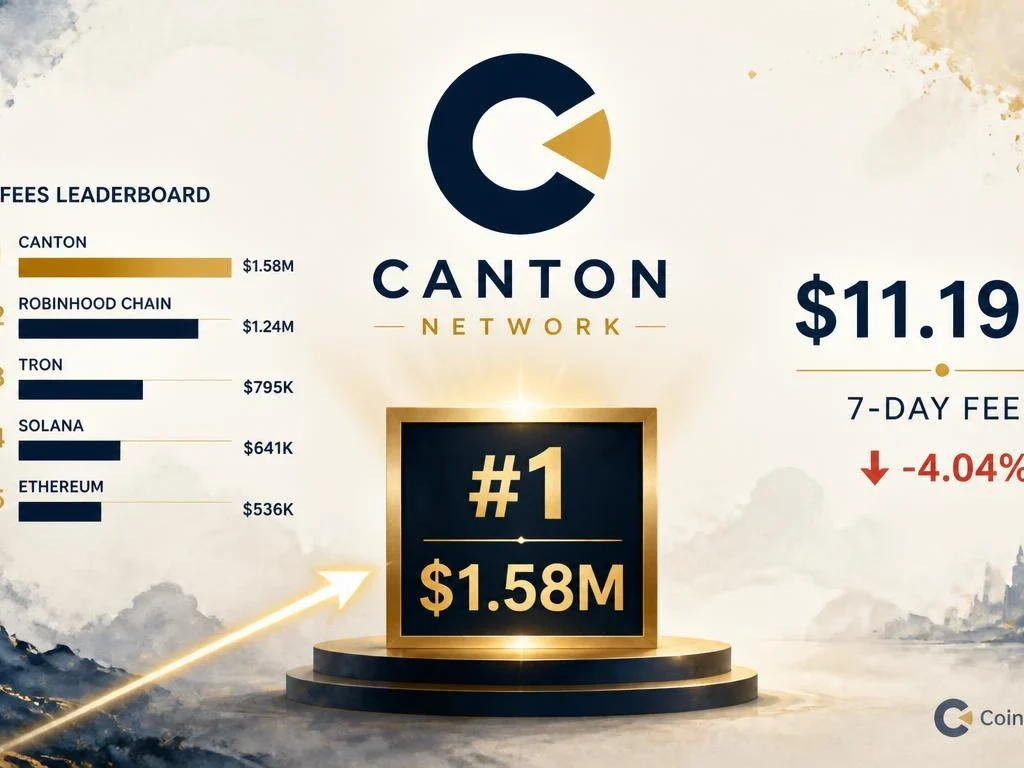 Canton Ranks #1 in Global 24-Hour Fees at $1.58M — Ahead of Robinhood Chain, Tron, and Solana