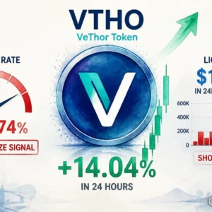 VTHO Surges 14.04% in 24 Hours — Negative Funding and $1.42M in Liquidations Tell the Real Story