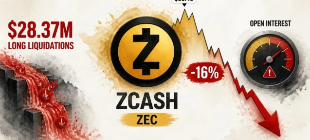 Zcash Falls 16% From Recent Peak — $28.37M in Long Liquidations Triggered