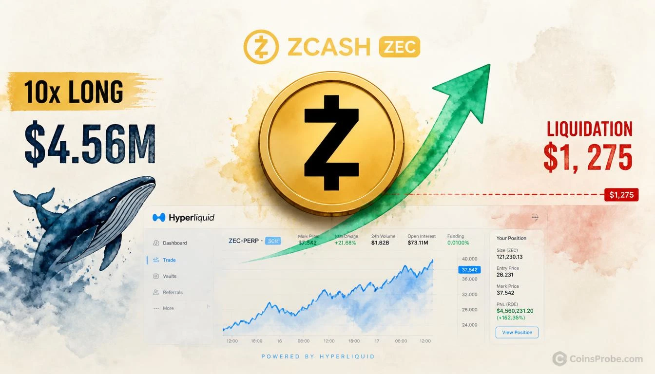 Whale Opens $4.6M ZEC Long at 10x Leverage on Hyperliquid
