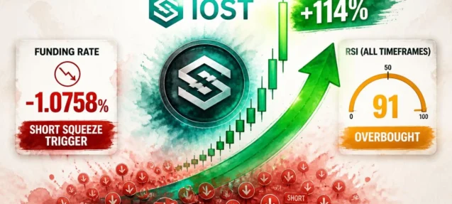 Why Is IOST Up 114% in 24 Hours? Extreme Funding Rate and Liquidation Data Explained