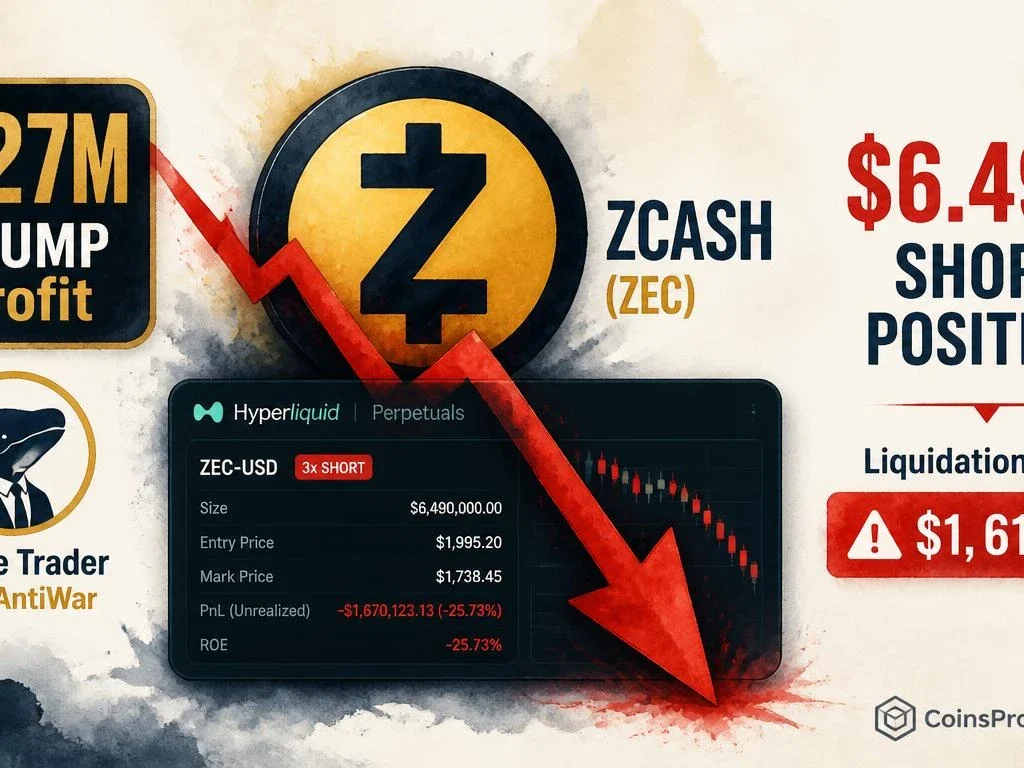 Why Is ZEC Being Shorted? $27M TRUMP Trader Opens $6.49M Short on Zcash