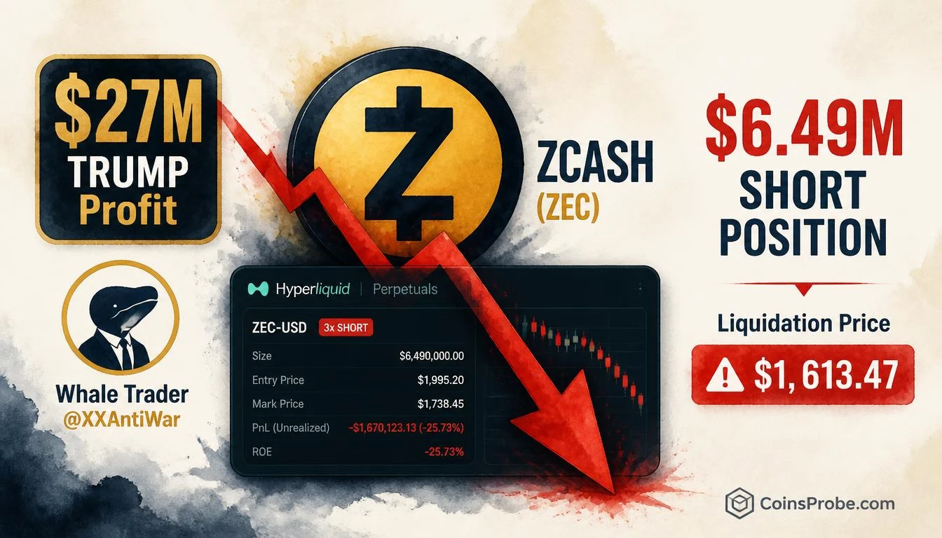Why Is ZEC Being Shorted? $27M TRUMP Trader Opens $6.49M Short on Zcash