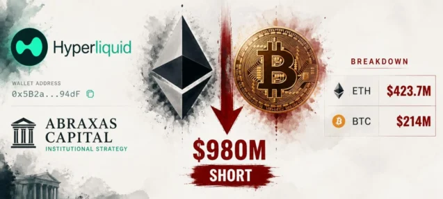 Abraxas Capital Doubles Down: $980M Short on ETH and BTC via Hyperliquid