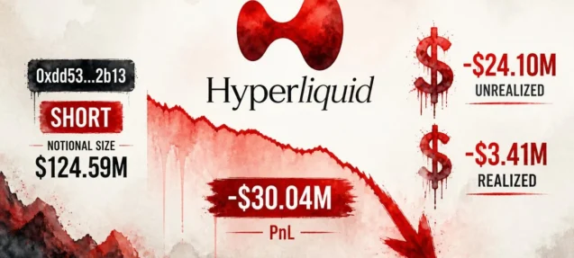 Hyperliquid Whale Bleeds $30M in 30 Days on $124.59M Short Book