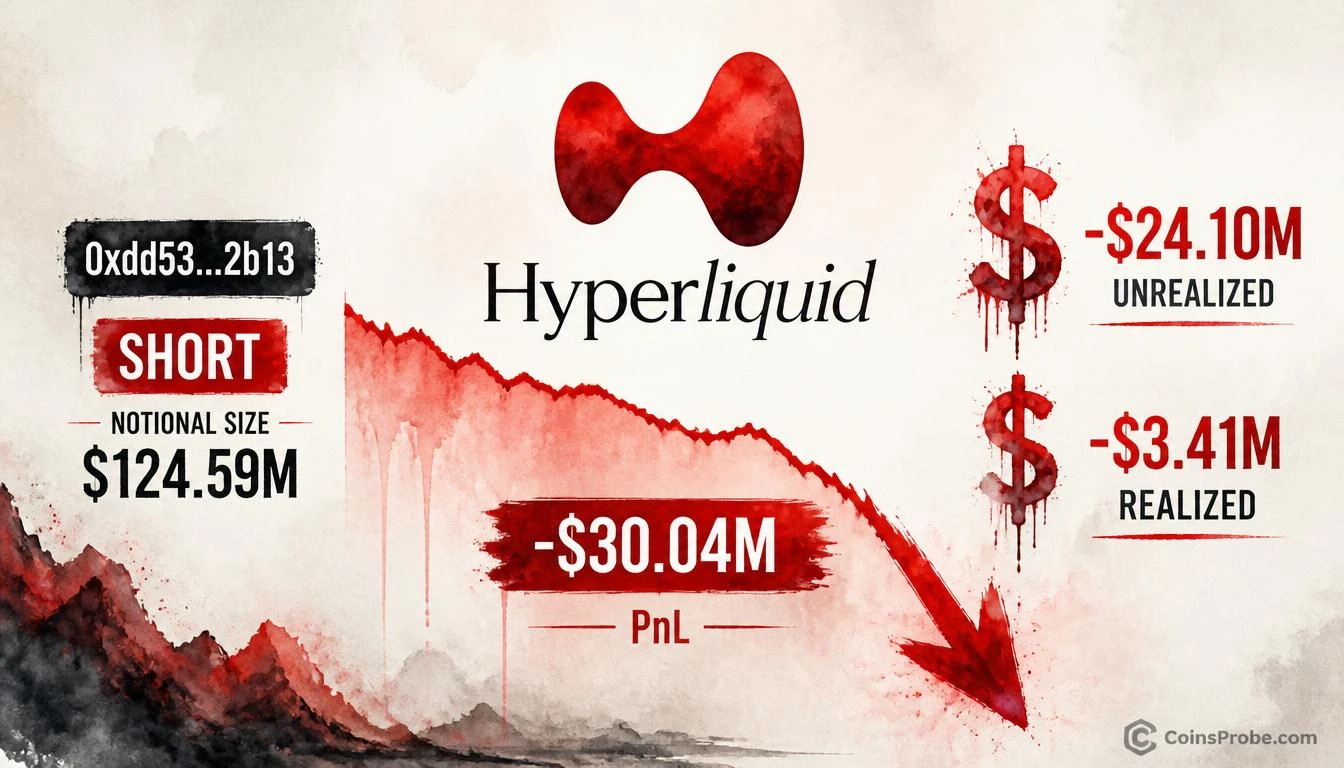 Hyperliquid Whale Bleeds $30M in 30 Days on $124.59M Short Book